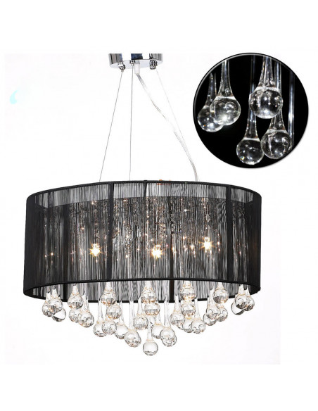 Lampadario con 85 Cristalli Nero