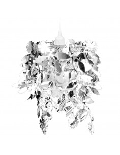 Lampadario da Soffitto Foglie e Paillette 21,5 x 30 cm Argento 2