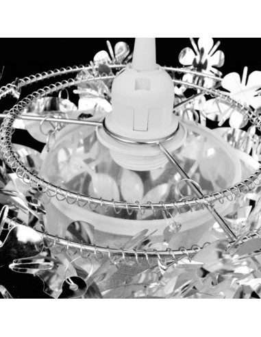 Lampadario da Soffitto Foglie e Paillette 21,5 x 30 cm Argento