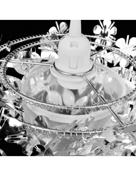 Lampadario da Soffitto Foglie e Paillette 21,5 x 30 cm Argento