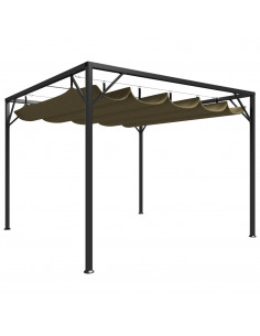 Gazebo da Giardino con Tetto Retrattile 3x3 m Talpa 180 g/m² 2