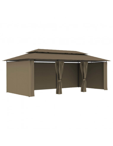 Gazebo con Tende 600x298x270 cm Grigio Talpa 180 g/m²