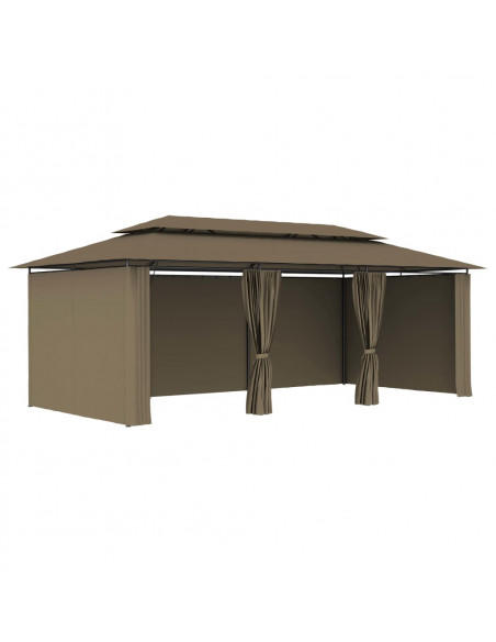 Gazebo con Tende 600x298x270 cm Grigio Talpa 180 g/m²