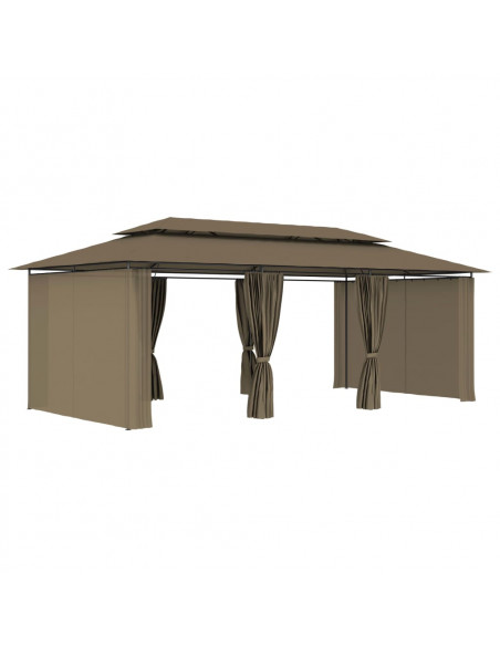 Gazebo con Tende 600x298x270 cm Grigio Talpa 180 g/m²