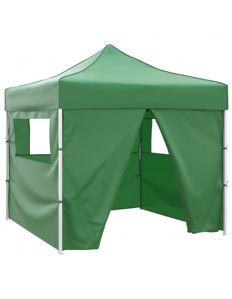 Tenda Pieghevole Verde 3 x 3 m con 4 Pareti