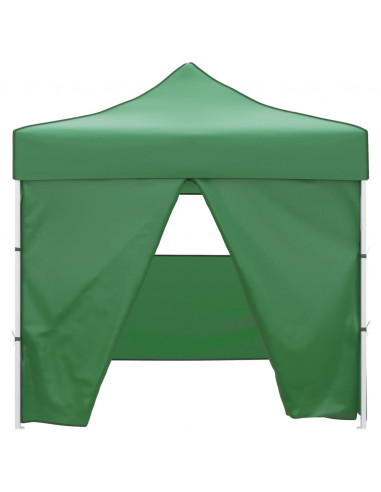 Tenda Pieghevole Verde 3 x 3 m con 4 Pareti