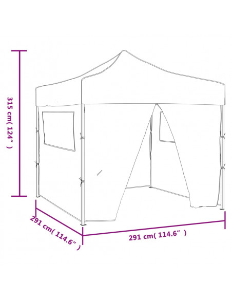 Tenda Pieghevole Verde 3 x 3 m con 4 Pareti