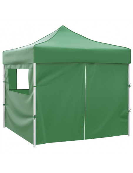 Tenda Pieghevole Verde 3 x 3 m con 4 Pareti