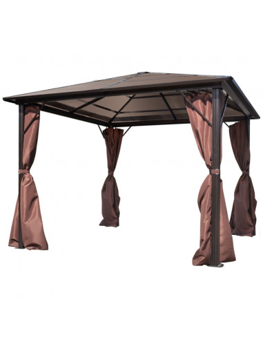 Gazebo con Tenda Marrone in Alluminio 300 x 300 cm
