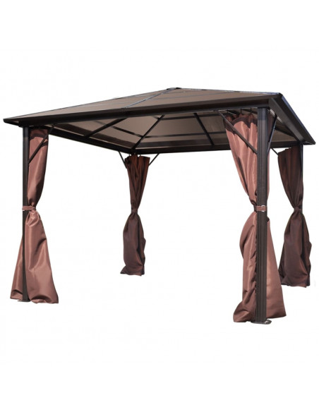 Gazebo con Tenda Marrone in Alluminio 300 x 300 cm