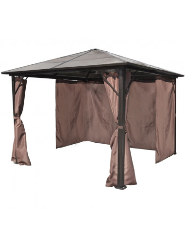Gazebo con Tenda Marrone in Alluminio 300 x 300 cm