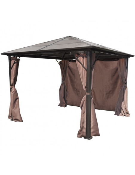 Gazebo con Tenda Marrone in Alluminio 300 x 300 cm