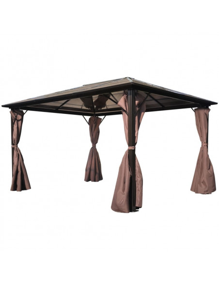 Gazebo con Tenda Marrone in Alluminio 400 x 300 cm