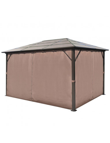 Gazebo con Tenda Marrone in Alluminio 400 x 300 cm