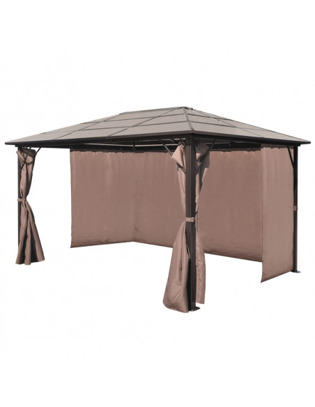 Gazebo con Tenda Marrone in Alluminio 400 x 300 cm