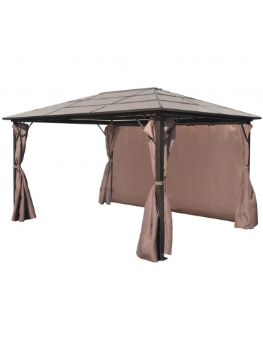 Gazebo con Tenda Marrone in Alluminio 400 x 300 cm