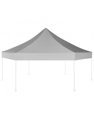 Gazebo Pieghevole Esagonale Pop-Up Grigio 3,6x3,1 m