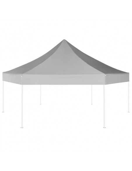 Gazebo Pieghevole Esagonale Pop-Up Grigio 3,6x3,1 m