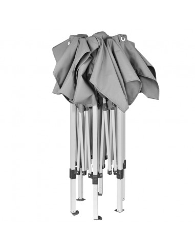 Gazebo Pieghevole Esagonale Pop-Up Grigio 3,6x3,1 m