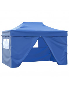 Tenda Pieghevole Pop-Up con 4 Pareti Laterali 3x4,5 m Blu 2