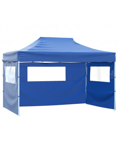 Tenda Pieghevole Pop-Up con 4 Pareti Laterali 3x4,5 m Blu