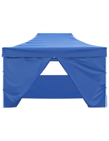 Tenda Pieghevole Pop-Up con 4 Pareti Laterali 3x4,5 m Blu