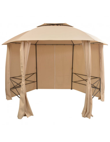 Gazebo Padiglione da Giardino con Tende Esagonale 360x265 cm