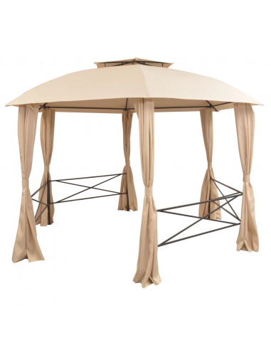 Gazebo Padiglione da Giardino con Tende Esagonale 360x265 cm