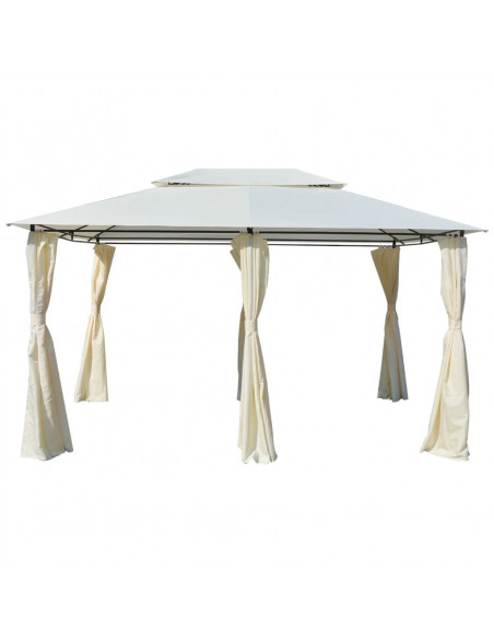Gazebo da Giardino con Tende 4x3 m Bianco