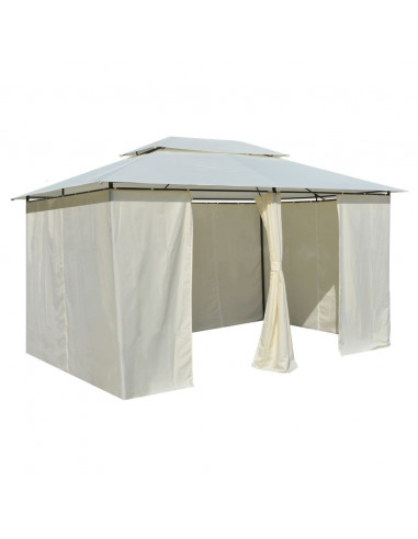Gazebo da Giardino con Tende 4x3 m Bianco