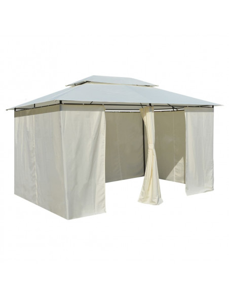 Gazebo da Giardino con Tende 4x3 m Bianco