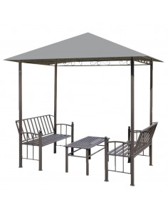Padiglione Giardino con Tavolo e Panche 2,5x1,5x2,4m Antracite 2