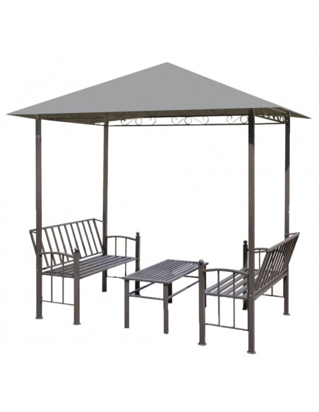 Padiglione Giardino con Tavolo e Panche 2,5x1,5x2,4m Antracite