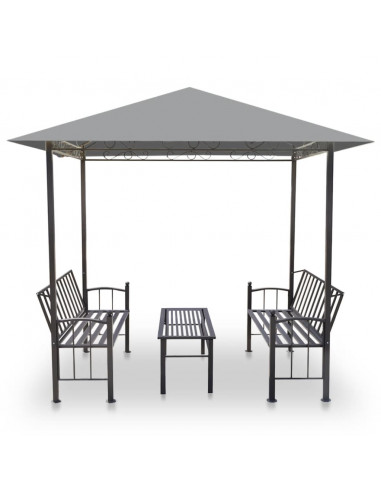 Padiglione Giardino con Tavolo e Panche 2,5x1,5x2,4m Antracite