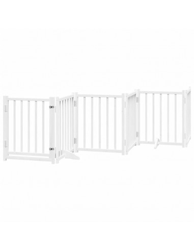 Cancello Cani Porta Pieghevole Bianco 9 Pannelli 450 cm Pioppo