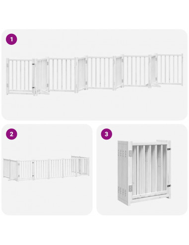 Cancello Cani Porta Pieghevole Bianco 9 Pannelli 450 cm Pioppo