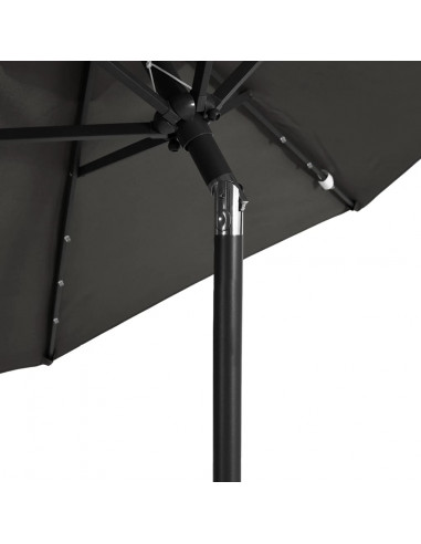 Ombrellone Giardino LED Palo Acciaio Antracite 225x225x212 cm