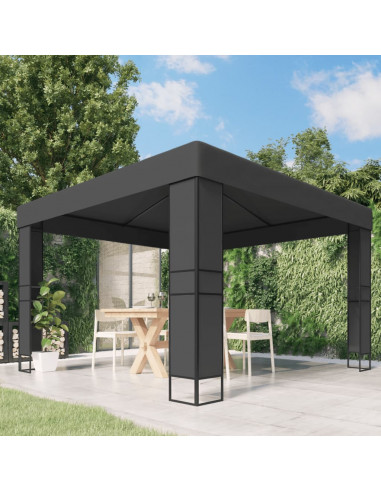 Gazebo con Tetto Doppio 3x3 m Antracite