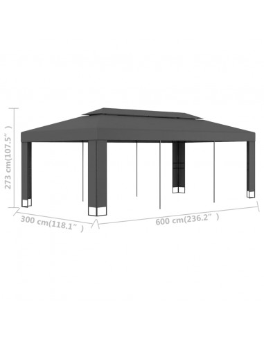 Gazebo con Tetto Doppio 3x6 m Antracite