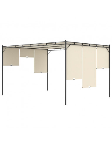 Gazebo da Giardino con Tenda Laterale 4x3x2,25 m Crema