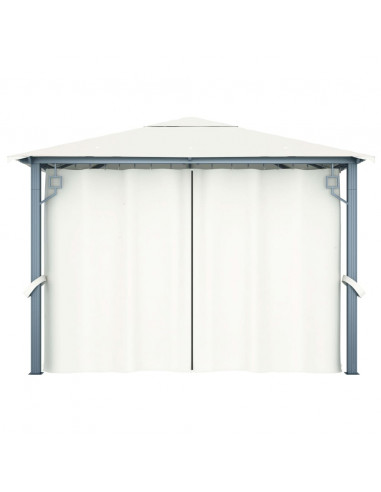 Gazebo con Tenda 300 x 300 cm Crema Alluminio
