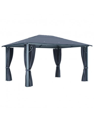 Gazebo con Tenda 400 x 300 cm Antracite in Alluminio