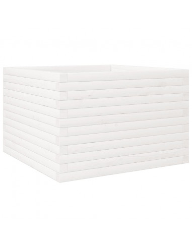 Fioriera da Giardino Bianca 70x70x46 cm Legno Massello di Pino