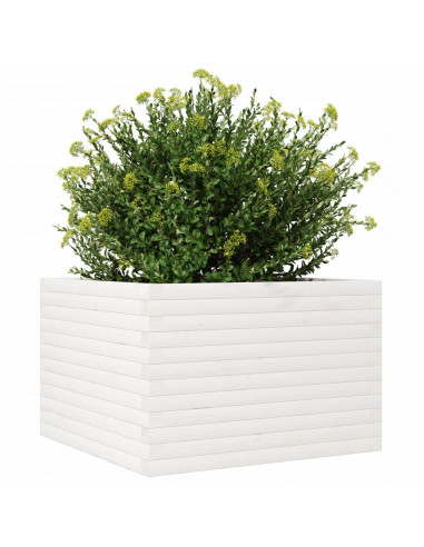 Fioriera da Giardino Bianca 70x70x46 cm Legno Massello di Pino