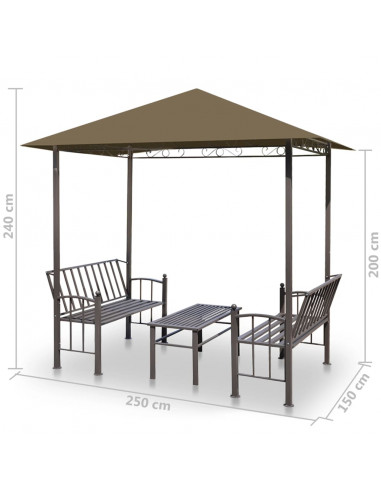 Padiglione Giardino Tavolo e Panche 2,5x1,5x2,4m Talpa 180 g/m²