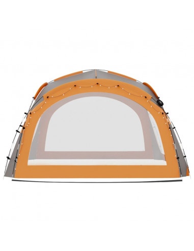 Tenda Feste con LED e 4 Pareti 3,6x3,6x2,3 m Grigio e Arancione