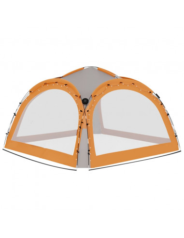 Tenda Feste con LED e 4 Pareti 3,6x3,6x2,3 m Grigio e Arancione