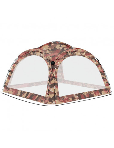 Tenda per Feste con LED e 4 Pareti 3,6x3,6x2,3 m Mimetica