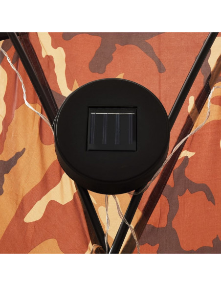 Tenda per Feste con LED e 4 Pareti 3,6x3,6x2,3 m Mimetica