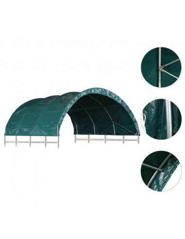 Tenda per Bestiame in PVC 3,7x3,7 m Verde